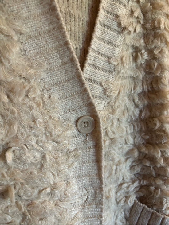 Anthropologie Cream Textured Button-Front Sweater Vest